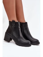 Zateplené dámské kotníkové boty z eko kůže na podpatku černé model 21711683 - Boto Zateplené dámské kotníkové boty z eko kůže na podpatku černé model 21711683 - Boto