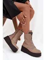 Kožené dámské kotníky s ozdobou vyhřívané béžové Ulrika Kožené dámské kotníky s ozdobou vyhřívané béžové Ulrika