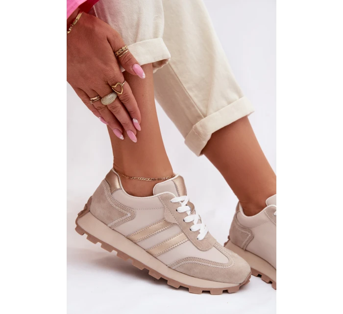 Semišové dámské tenisky na platformě S.Barski LR61-7097 tmavě béžové Semišové dámské tenisky na platformě S.Barski LR61-7097 tmavě béžové