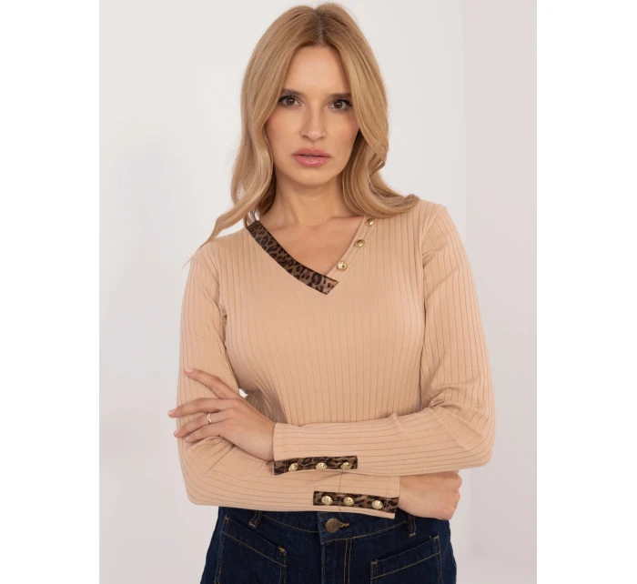 Bluzka RV BZ A model 20608892 camelowy - FPrice Bluzka RV BZ A model 20608892 camelowy - FPrice