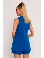 M776 Sako bez rukávů s jedním knoflíkem - modré