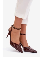 Dámské lakované lodičky s otevřenou patou - čokoláda Laretta Dámské lakované lodičky s otevřenou patou - čokoláda Laretta