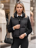 Dámská prošívaná zateplená krátká černá vesta FashionStreet TY5970 Dámská prošívaná zateplená krátká černá vesta FashionStreet TY5970