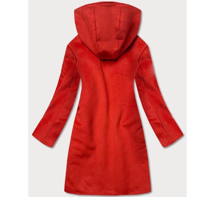 Krátký červený dámský kabát s kapucí model 16292876 - Ann Gissy