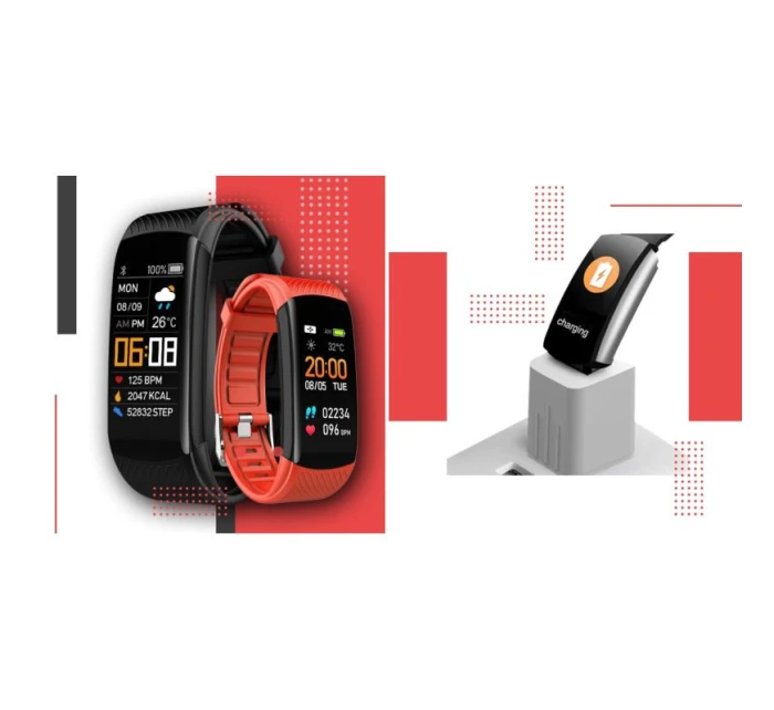 GIEWONT Smartwatch černé a červené 2 řemínky GW200-1 GIEWONT Smartwatch černé a červené 2 řemínky GW200-1