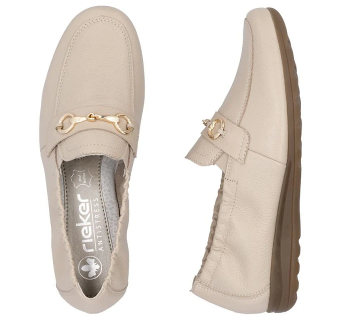 Dámské pohodlné kožené mokasíny béžové model 21906746 - Rieker