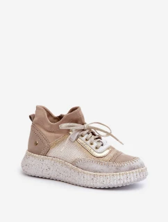 Dámské semišové polobotky model 21657272 Beige - Maciejka