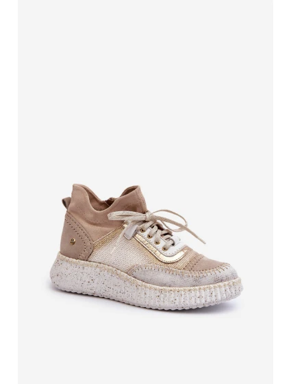 Dámské semišové polobotky model 21657272 Beige - Maciejka