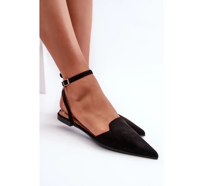 Šněrovací baleríny z eko semiše s  Černé model 21666770 - Boto