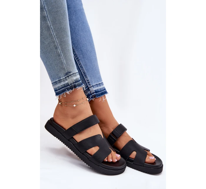 Dámské Pantofle Na Suchý Zip model 21697774 Černé - VINCEZA