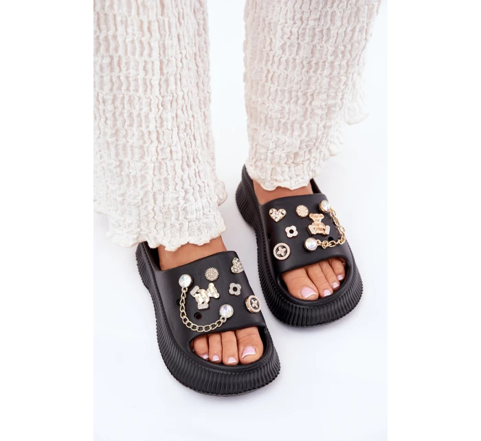 Pěnové Dámské Sandały Se Zlatými Černé model 21700251 - Boto Pěnové Dámské Sandały Se Zlatými Černé model 21700251 - Boto