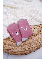 Dámské Ponožky Teplé Růžové s Medvídkem