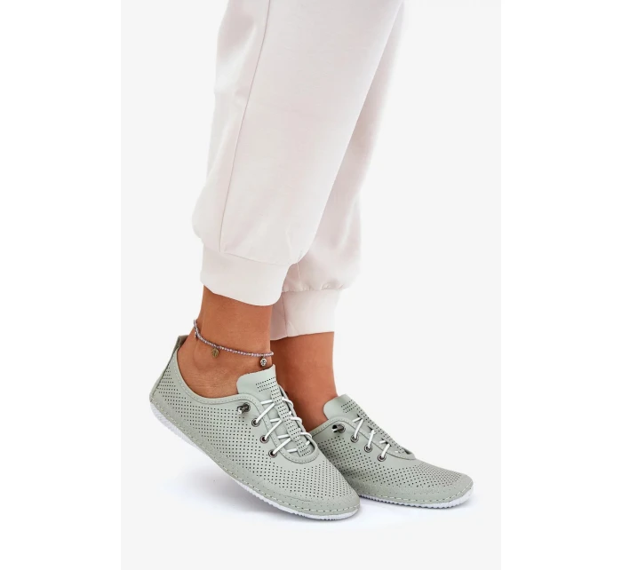 Dámské polobotky z přírodní kůže Artiker – světle zelené