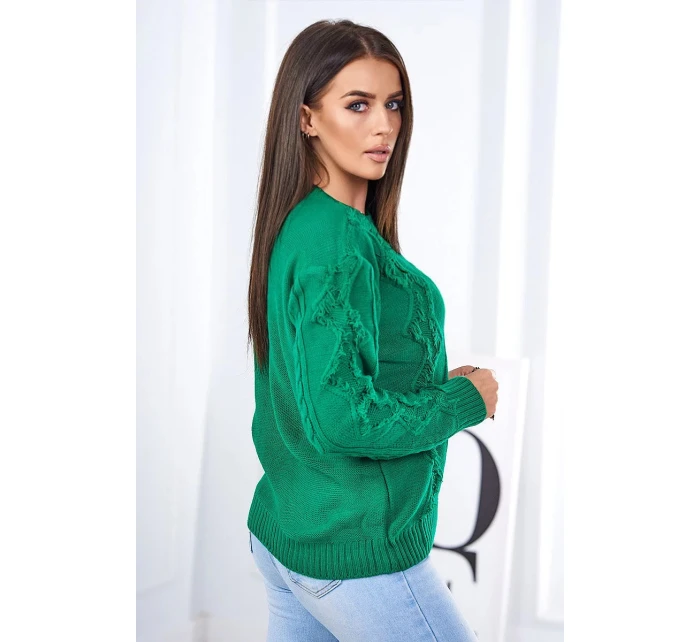 Svetr s pleteninou S24-13 zelený - Kesi