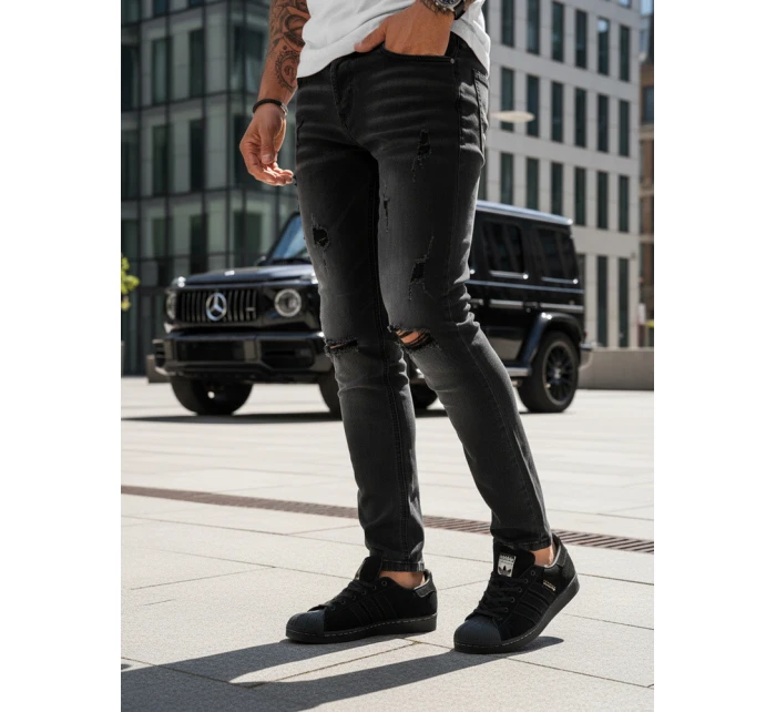 Pánské černé kalhoty FashionStreet UX3823 Pánské černé kalhoty FashionStreet UX3823