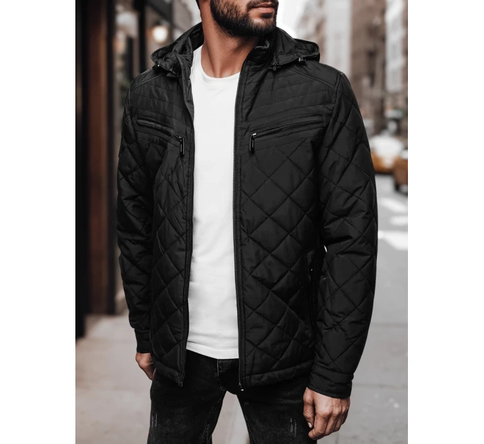 Pánská přechodná bunda s kapucí černá FashionStreet TX4991