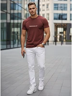 Pánské bavlněné tričko s potiskem pro volný čas bordó FashionStreet NX5107R