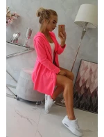 Volná bunda s kapucí růžová neonová Volná bunda s kapucí růžová neonová