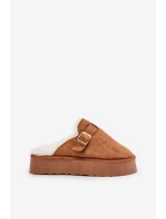 Dámské pantofle na silné podrážce s kožešinou a sponou Camel Linneola Dámské pantofle na silné podrážce s kožešinou a sponou Camel Linneola