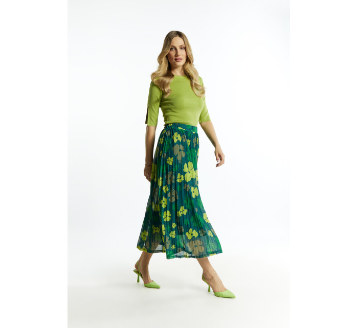 Monnari Sukně Plisovaná midi sukně s jemnými puntíky Multi Green