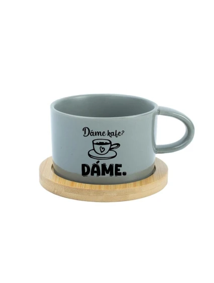 DÁME KAFE? DÁME. - šedý hrníček makronka 200 ml
