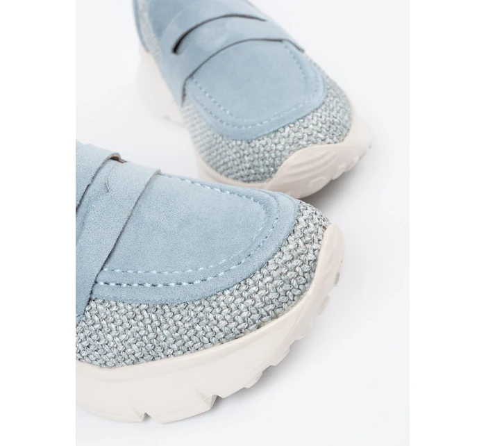 Výborné  polobotky dámské modré platforma