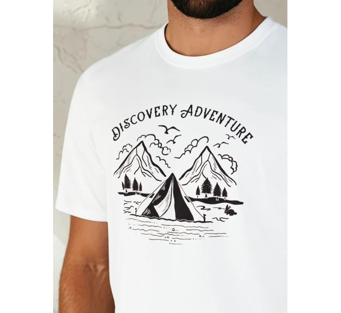 Pánské bílé tričko s potiskem Dstreet model 21973778 - FashionStreet