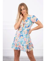 Květinové šaty s výstřihem do V ecru