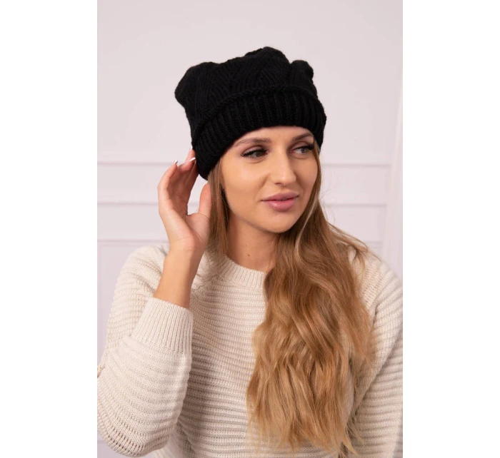 Dámská čepice černá model 18752317 - K-Fashion Dámská čepice černá model 18752317 - K-Fashion