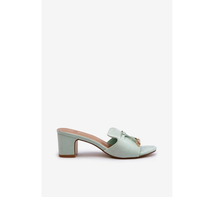 Dámské sandály Z Eko Semišu Na Podpatku Mátové Jemenna Dámské sandály Z Eko Semišu Na Podpatku Mátové Jemenna
