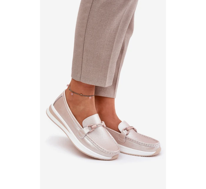 Dámské Kožené Mokasíny S.Barski GR51-598 Perlově Růžová