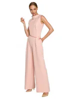 M702 Overal bez rukávů s límečkem - černá