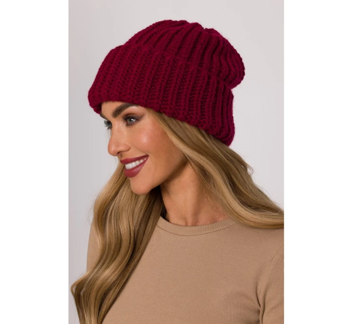 model 21417244 Žebrovaná čepice bordó - Moe