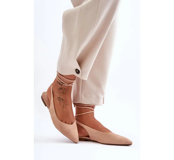 Dámské semišové baleríny nude Lilly Ann