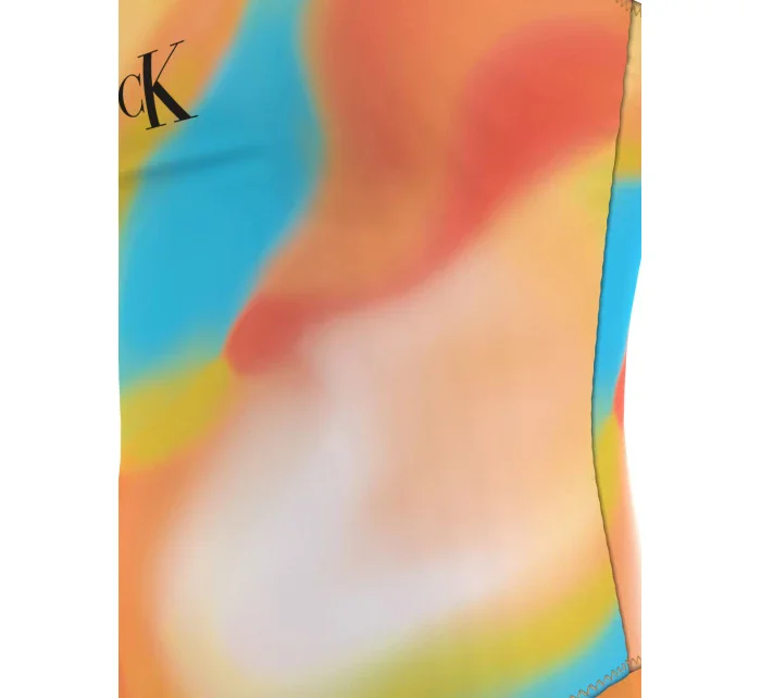 Dámské jednodílné plavky SCOOP ONE PIECE-PRINT KW0KW02086 0G0 oranžovožluté - Calvin Klein