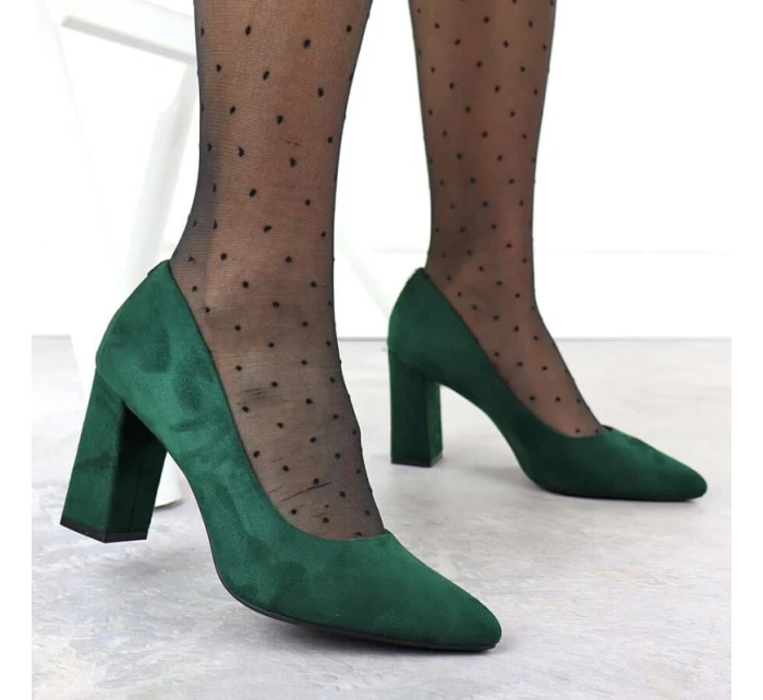 Zelené semišové lodičky na jehlovém podpatku Sergio Leone PB216