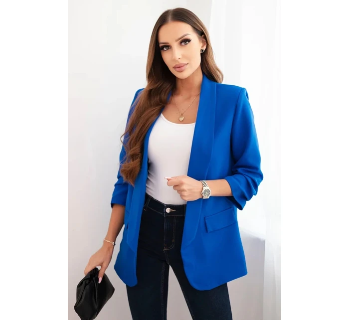 Dámská sako bez zapínání s podšívkou S/M chabrová Dámská sako bez zapínání s podšívkou S/M chabrová