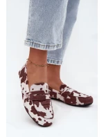 Loafersy Mokasyny Dámské Ploché V Látách Hnědo-Bílé Soreline Loafersy Mokasyny Dámské Ploché V Látách Hnědo-Bílé Soreline