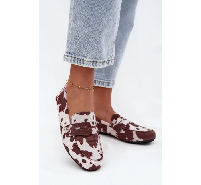 Loafersy Mokasyny Dámské Ploché V Látách Hnědo-Bílé Soreline Loafersy Mokasyny Dámské Ploché V Látách Hnědo-Bílé Soreline
