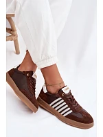 Dámské tenisky z pravé kůže a semiše Big Star TT274715 Čokoládové