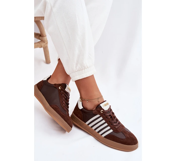 Dámské tenisky z pravé kůže a semiše Big Star model 22042822 Čokoládové - Big Star Shoes