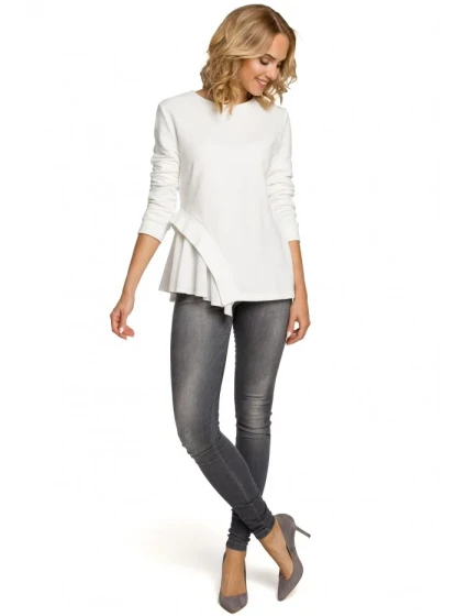 M333 Asymetrická vrstvená halenka - ecru barva M333 Asymetrická vrstvená halenka - ecru barva