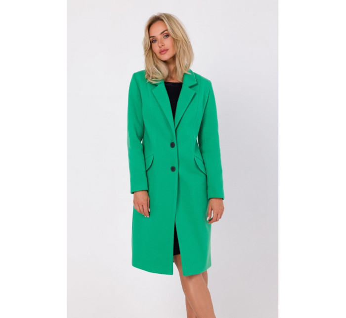 Dámský kabát na knoflíky M758 zelený - Moe