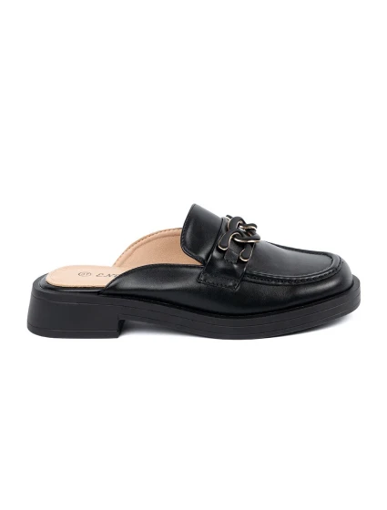 Designové nazouváky dámské černé na plochém podpatku Designové nazouváky dámské černé na plochém podpatku