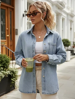 Dámská modrá džínová košile FashionStreet DY0490