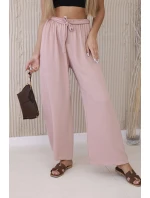 Kalhoty s širokým pasem tmavě pudrově růžová Kalhoty s širokým pasem tmavě pudrově růžová