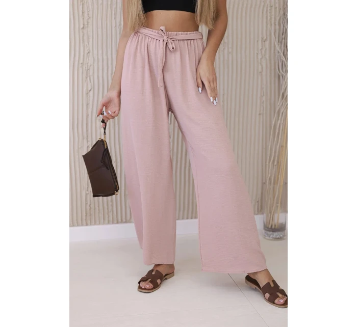 Kalhoty s širokým pasem tmavě pudrově růžová Kalhoty s širokým pasem tmavě pudrově růžová