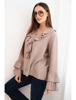 Dámská blůza z viskózy s volány a dlouhým rukávem fango Dámská blůza z viskózy s volány a dlouhým rukávem fango