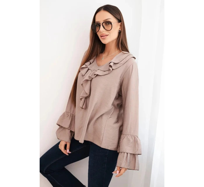 Dámská blůza z viskózy s volány a dlouhým rukávem fango Dámská blůza z viskózy s volány a dlouhým rukávem fango