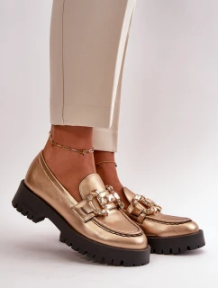 Dámské kožené mokasíny s ozdobou model 21667878 béžové - CheBello